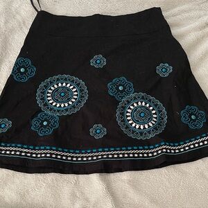 Heart Soul Black Embroidered Circle Pattern Skirt Women’s 11